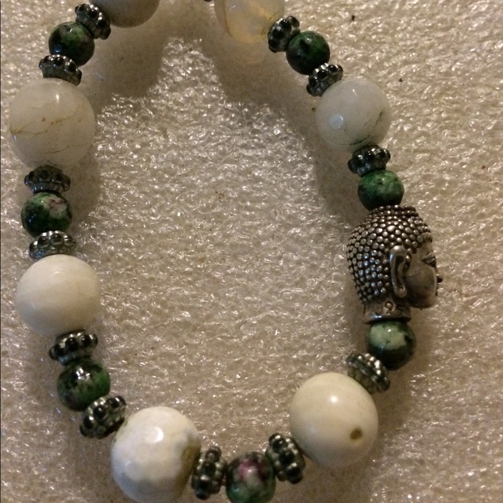 Vintage Buddha ceramics gem bracelet